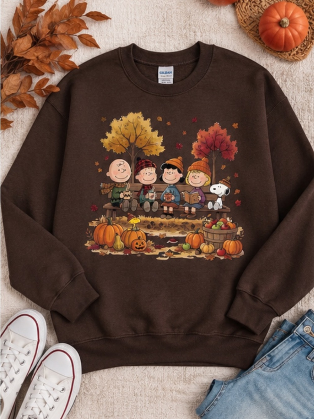 Peanuts Snoopy Halloween Shirt Fall Pumpkin Patch Graphic Sweatshirt